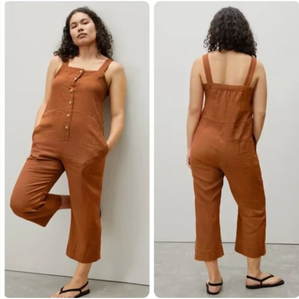 Everlane Burnt Orange The Linen Jumpsuit Size 12